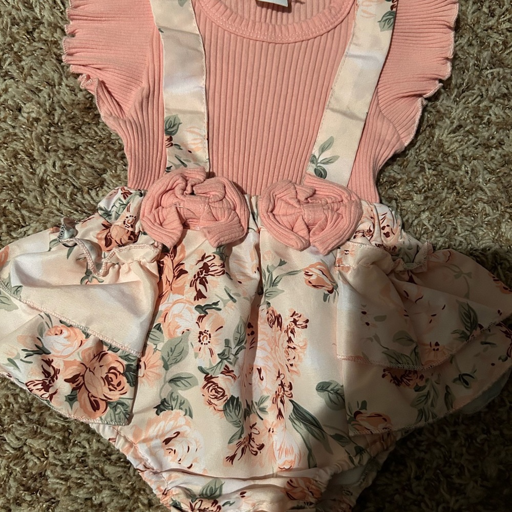 Floral Baby Romper with Pink Top